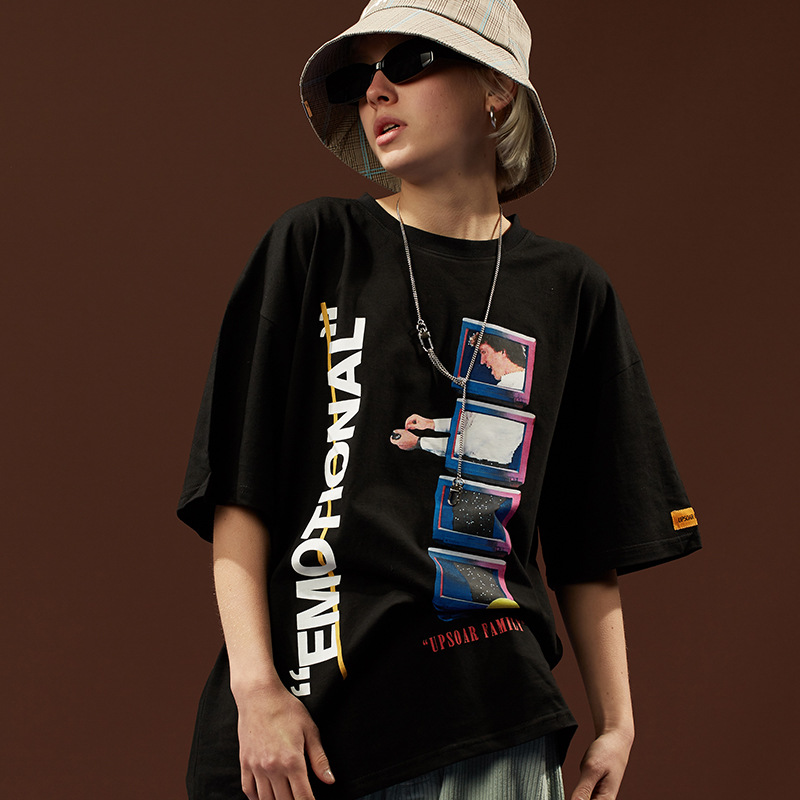 

Fashion Men' Brand design T-shirt Summer Fashion High Quality Cotton Men T Shirts Printing Men' Short Sleeve Street Style Top Tee, Black