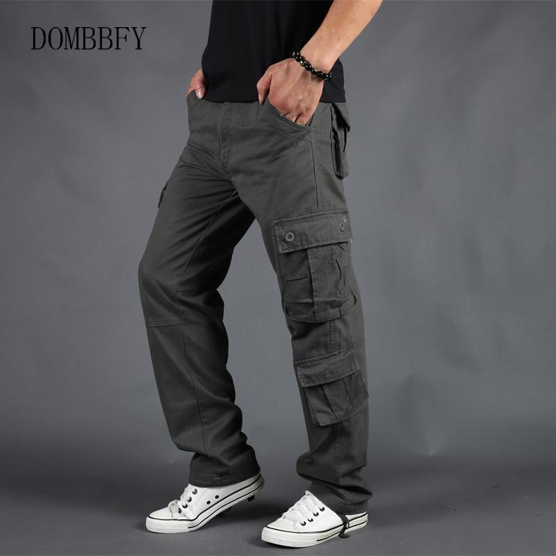 Overalls New Men Cargo Pants Mens Loose Army Tactical Pants Male Outwear Straight Multi-pocket Trousers Pantalon Homme