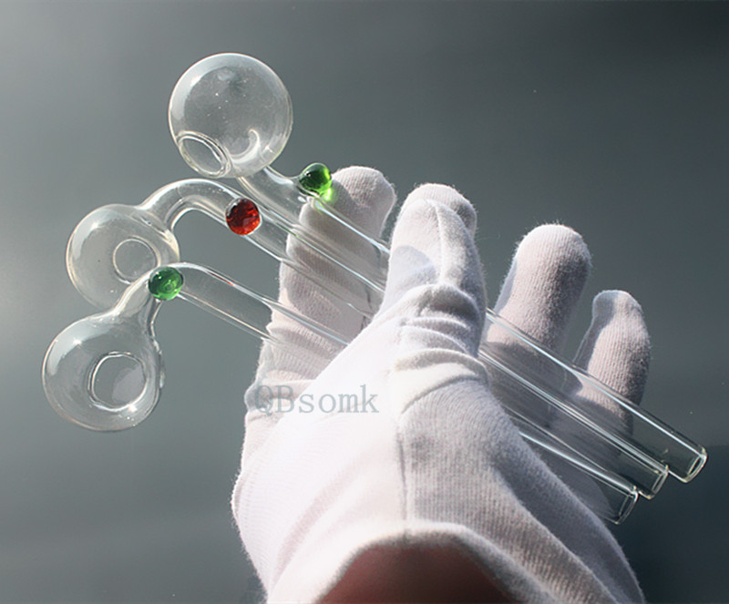 

QBsomk 14cm Curved Glass Oil burners Glass Bong Water Pipes with different colored glass balancer for smoking