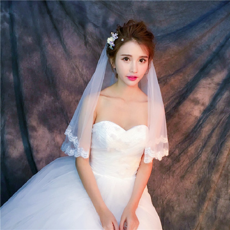 Ivoire courte mariage voile molle tulle avec dentelle applique voiles de mariée nouvelle arrivée livraison gratuite accessoires de mariage
