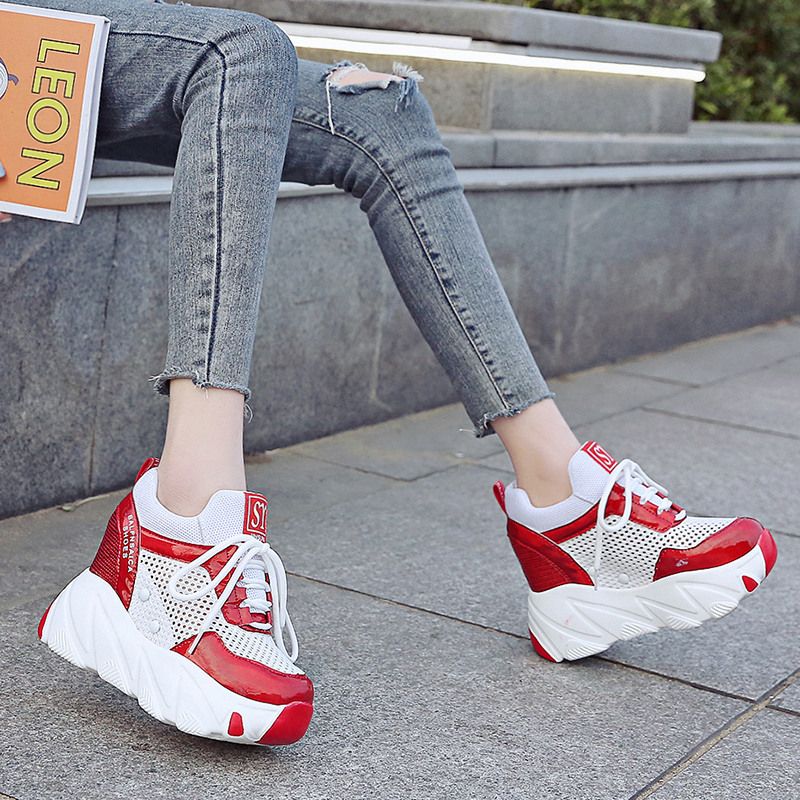 

Hot Sale-Fashion Platform Shoes 10CM Thick Sole Bling Woman, Silver