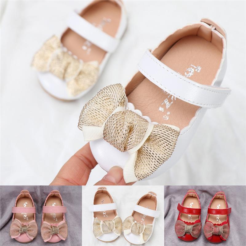 

Kids Shoes For Girl Toddler Infant Kid Girls Soft Flat Shoe Sweet Butterfly Knot Princess Leather Shoes Solid Hook&Loop Shoe, Pink