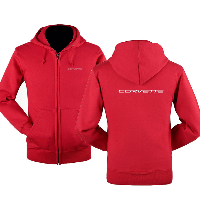 

Autumn winter Chevrolet corvette logo zipper sweatshirts Printed Men fleecel Hooded jacket Hoodies Zipper Hoody, Orange