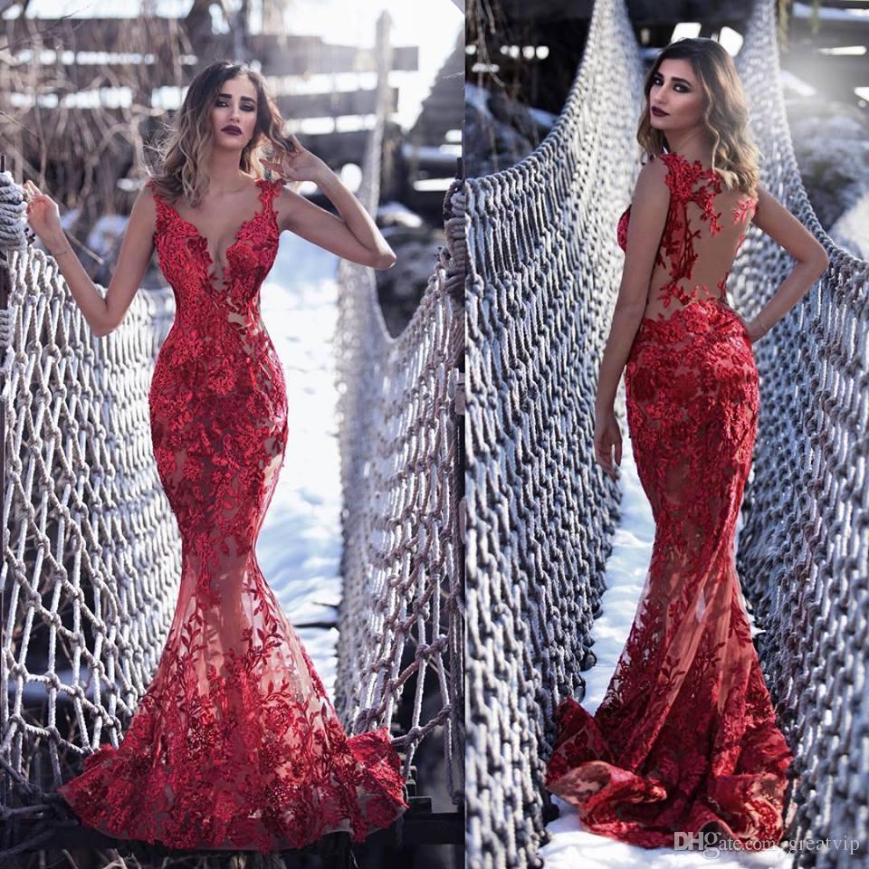 sexy red mermaid dress