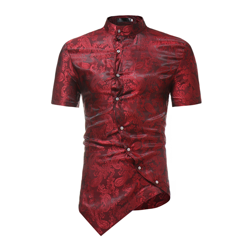 Abetteric Mens Cowl Neck Pure Colour Short-Sleeve Oversize Tees Pullover Top