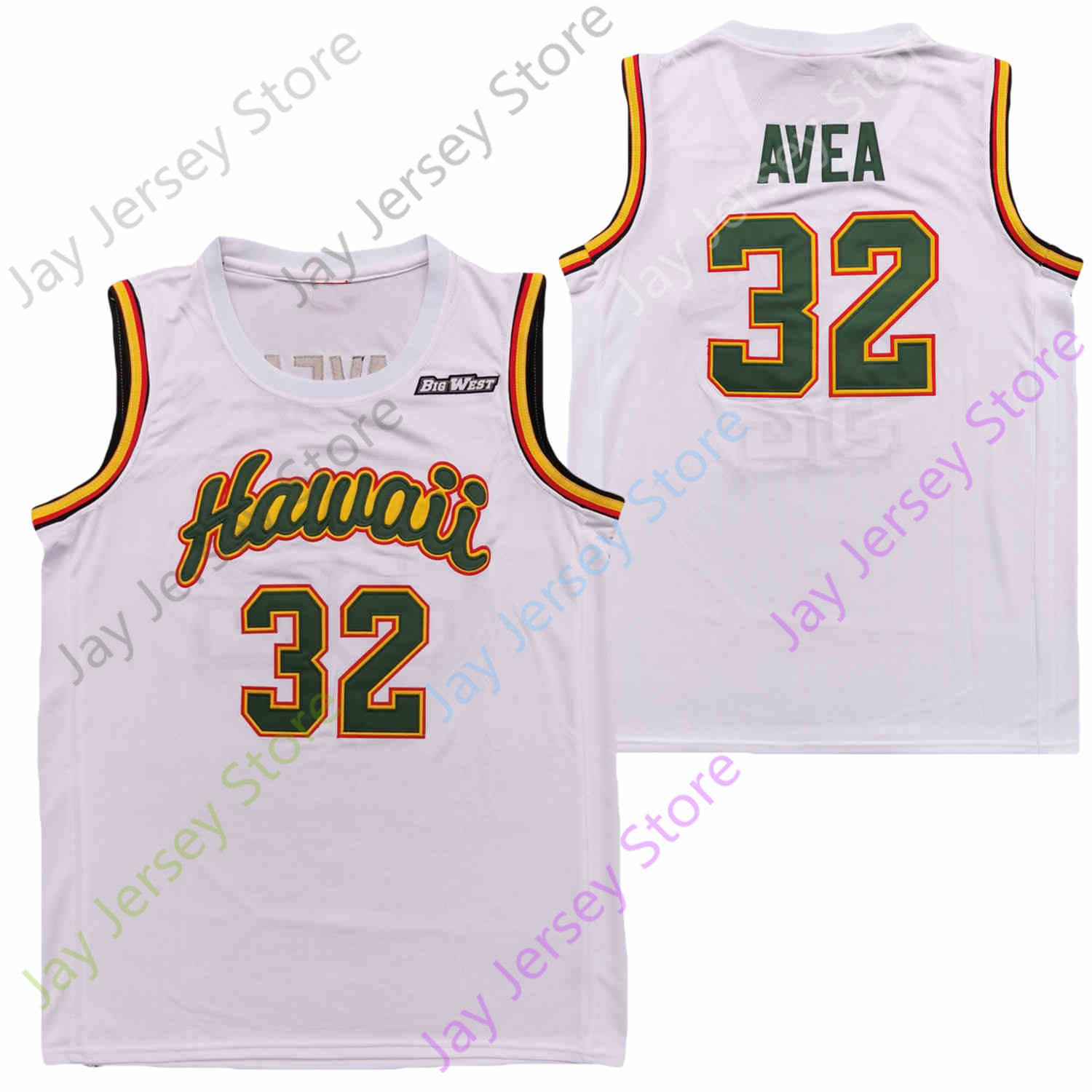 2020 New NCAA Hawaii Jerseys 32 Samuta Avea College Basketball Jersey White Size Youth Adult All Stitched
