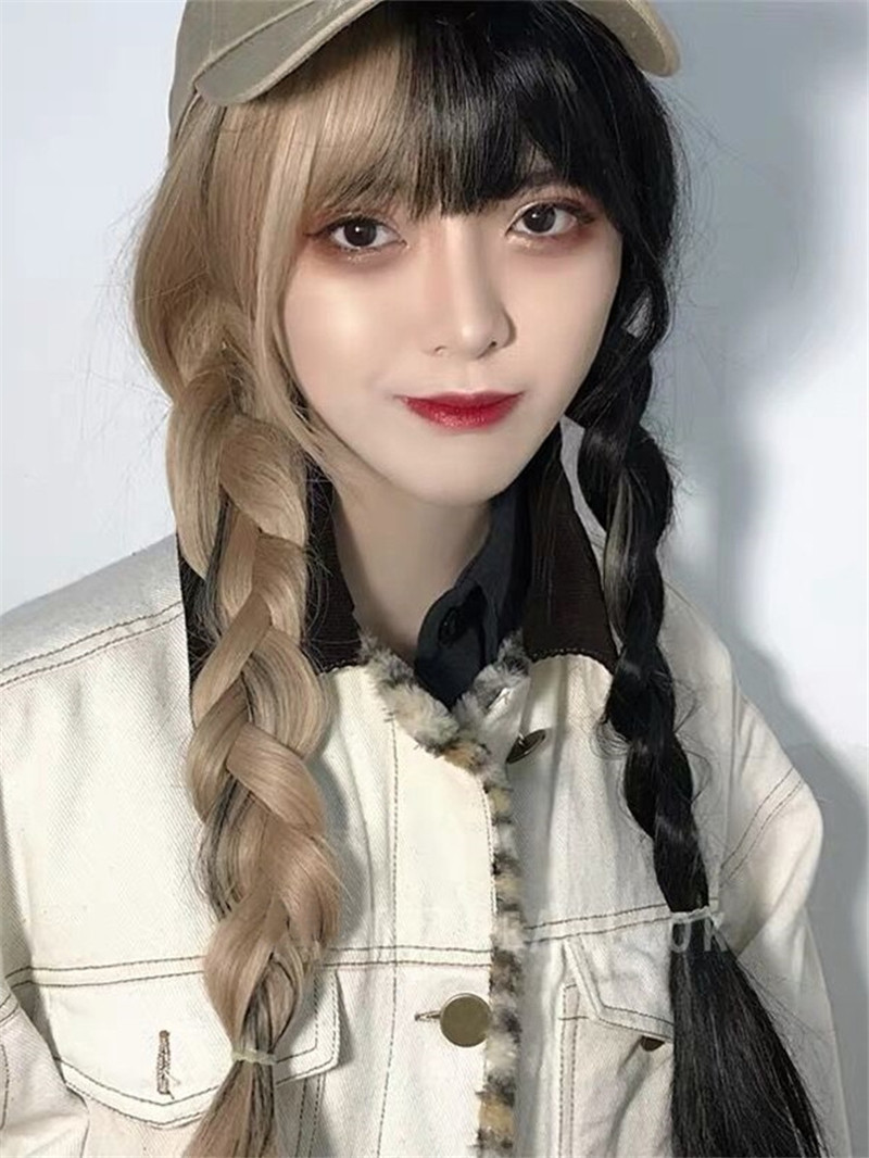 Wig Woman Lolita Lolitazi Fringe Long Directly Black Flax Color