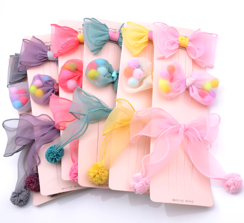 

3Pcs/Set New Girls Hairpins Set Lace Ribbon Bows Hair Clips Solid Color Headdress Kids Sweet Headwear Fashion Hair Accessories, Blue