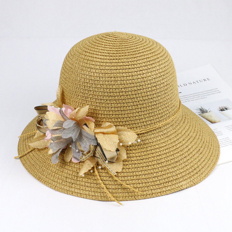 

Summer Fashion UV Protection Hat Big Brim Bow Sun Straw Hat Women's Sun Protection Sunbonnet Beach cap Foldable Hair accessories, White