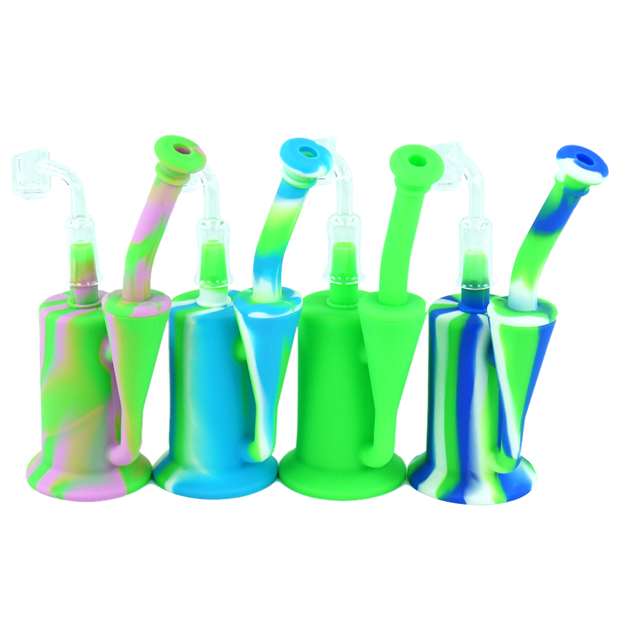 

Food-grade Silicone Bong Recycle Glass Dab Rig Water Pipes Oil Rigs bowl silicone Bongs with quartz banger herb bubbler