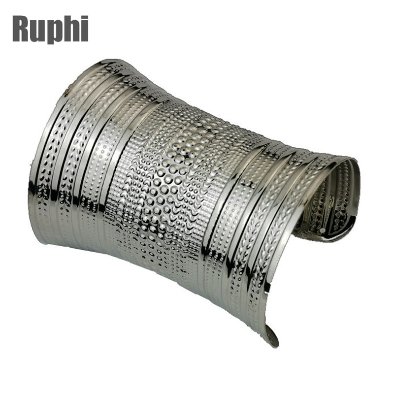 

Bangle Vintage Opening Arm Antique Silver Steel Bracelet Wholesale Jewelry 3pcs Lot