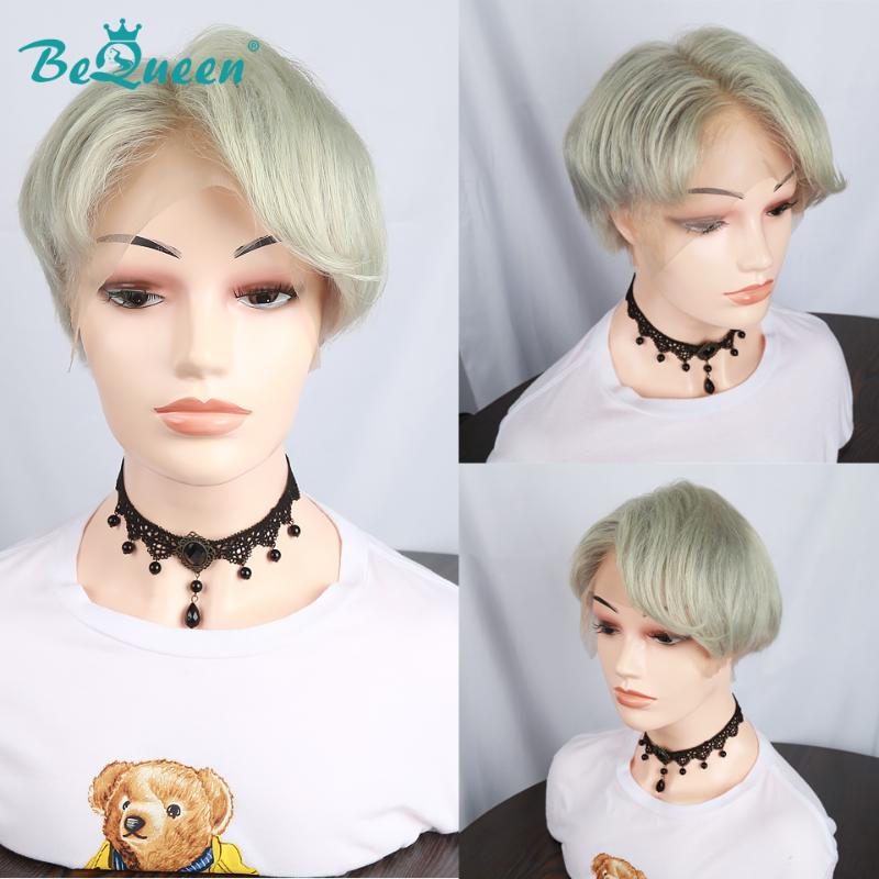 

BeQueen Summer Short Lace Front Human Hair Wigs For Women Short Pixie Cut Wig Human Hair 613 13x6 Lace Front Wig Bob Wigs, Golden green