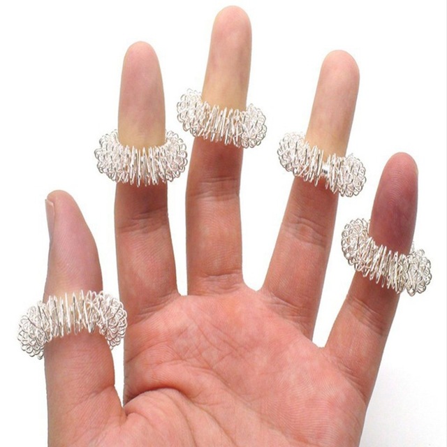 

50pcs/Silver Massage Acupuncture Finger Rings Health Care Acupressure Hand Massager Pain Relief Stress Relief Help Sleep Tools