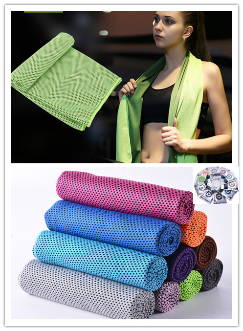 

Customize logo Ice Cold Towel Sweat Summer Exercise Fitness Cool Quick Dry Soft Breathable Cooling Towel for Adult Kids 90*30cm opp bag, Mixed sizes