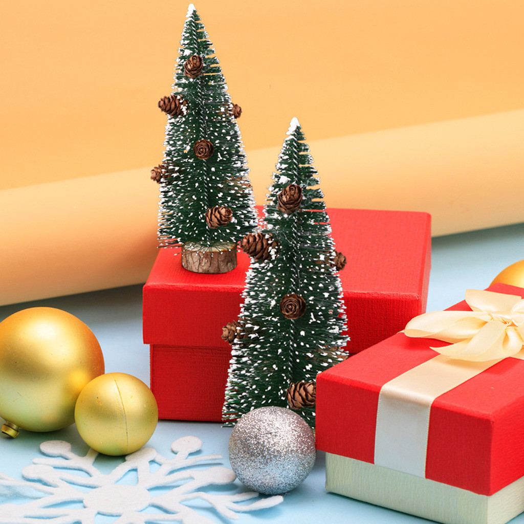 

10/15/20/25/30 cm Mini Christmas Tree DIY New Year Christmas Decorations Home Village House Decor White Xmas Snow Tree#p7