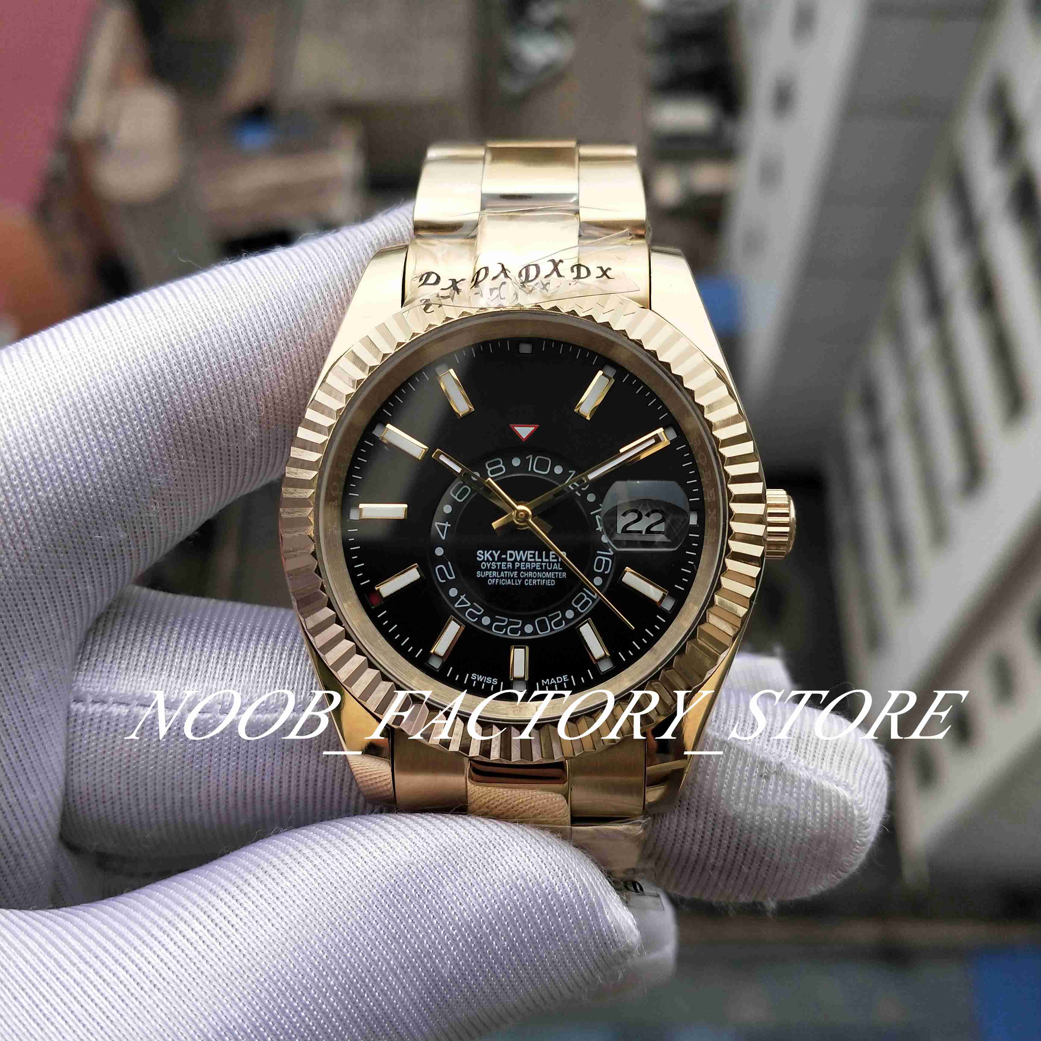 

Luxury Factory Men Watch SKY m326938-0004 Stainless Steel Strap Black Dial 2813 Automatic Movement date Work 42MM Men's Sport Wrist Watches, 01
