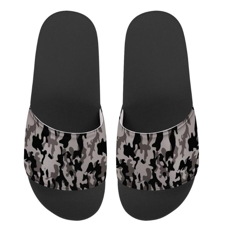 

Men's Custom pattern Slippers Flip Flops Camo Casual Slides Men Shoes Non-slip Beach Shoes Summer Sandals Zapatos Hombre, Black
