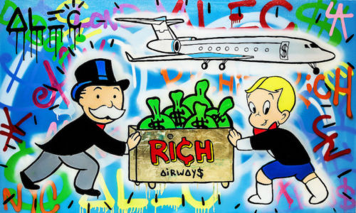

Alec Monopoly Oil Painting On Canvas Urban Art Wall Decor Rich Airways Home Wall Art Handpainted &HD Print Picture 190919