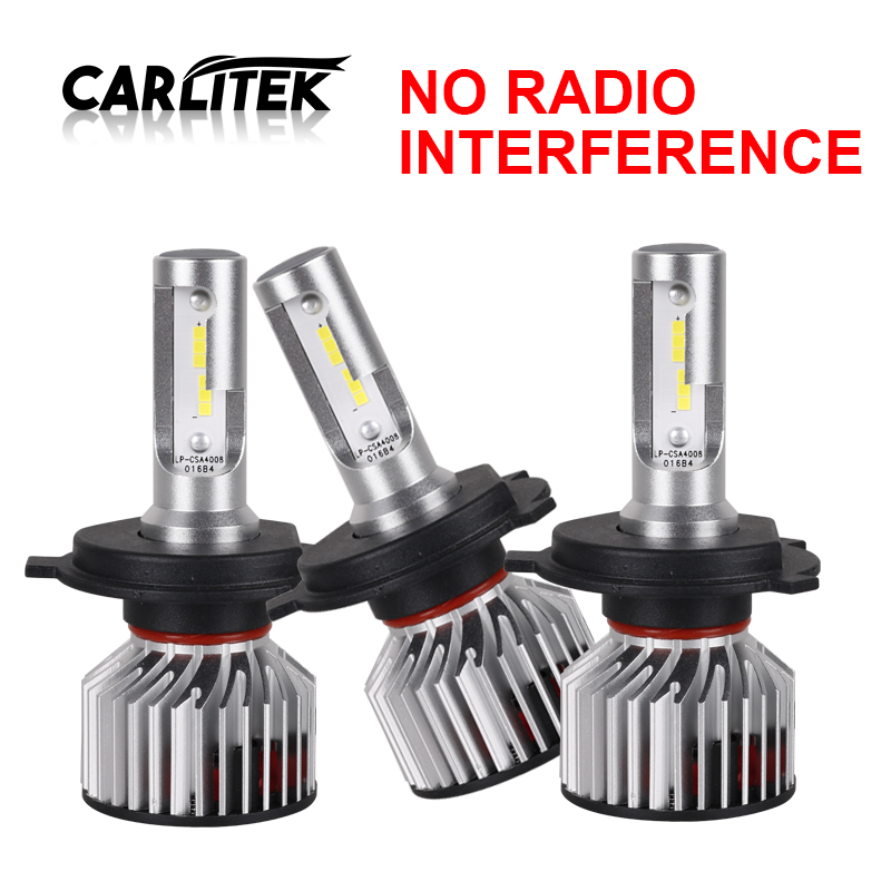 

CARLitek No FM Radio Error H4 Bulb Led Car Headlight Hi-Lo Beam 9003 HB2 Mini Bulbs 6000K CSP Chip 8000LM 72W Auto Headlamp