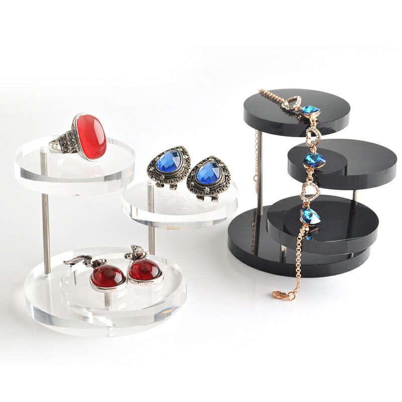 High-end Acrylic Three-turn Display Round Table Ring Display Stand Earrings Display Seat Jewelry Counter Props Free Shipping-image-553171733