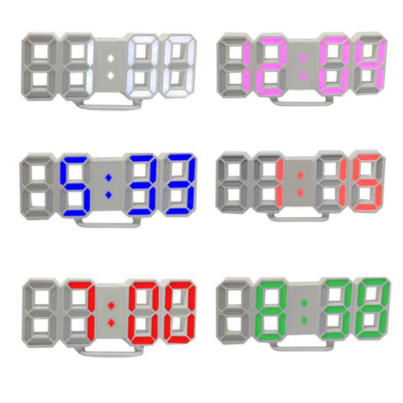 

3D LED Digital Wall Clock Date Time Nightlight Display Table Desktop Clocks Alarm Clock Home Living Room Decor Modern Design