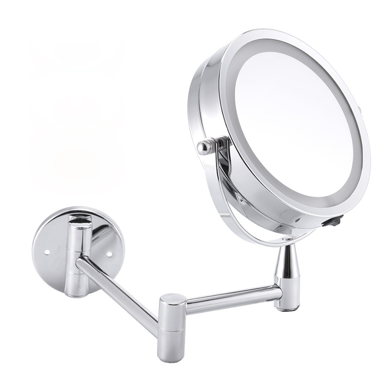 

Led Makeup Mirror Bath Mirror Wall Mounted Adjustable Makeup Mirrors Dual Arm Extend 2-Face Cosmetic Mirror with Light