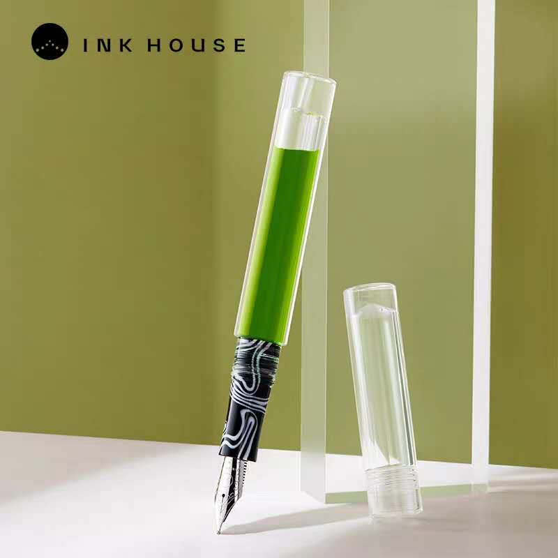 

Ink House PMMA Transparent Clear Acrylic Fountain Pen Large Capacity Ink Pen Fine/M Nib Stationery Office school supplies, As pic