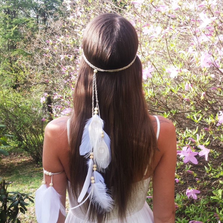 2019 2019 Fashion Headbands For Women Bohemian White Feathers