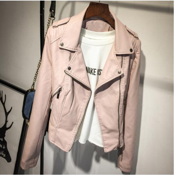 

2020 Autumn Women Faux Leather Jacket Gothic Black Motorcycle Zipper Long Sleeve Gothic Women Faux Leather Jacket