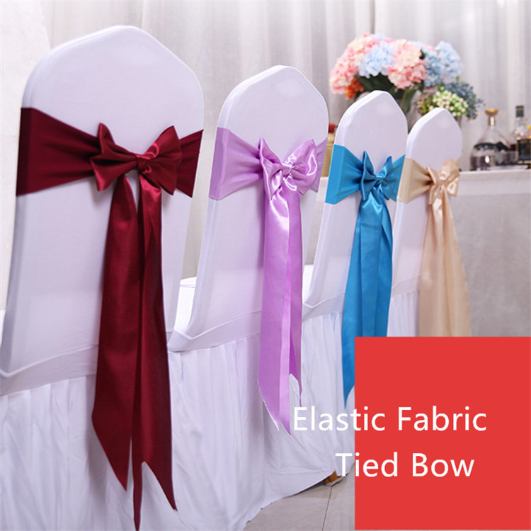 15 Colors Red Chair Sash Bow Green Satin Chair Sash Spandex Stretch Chair Band-image-549693718