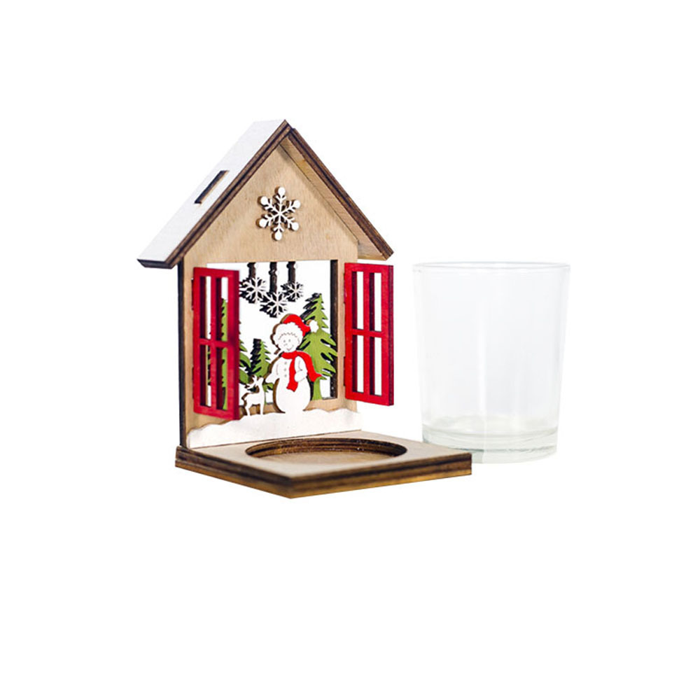 

Christmas House Tealight Decorations for Home Candle Holder Crafts Table Decors New Year Gift navidad 2020