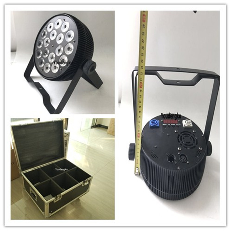 6 pcs led flat par light with flight case dmx led par wash 6in1 rgbwa uv 18x18 w led par can-image-452535573
