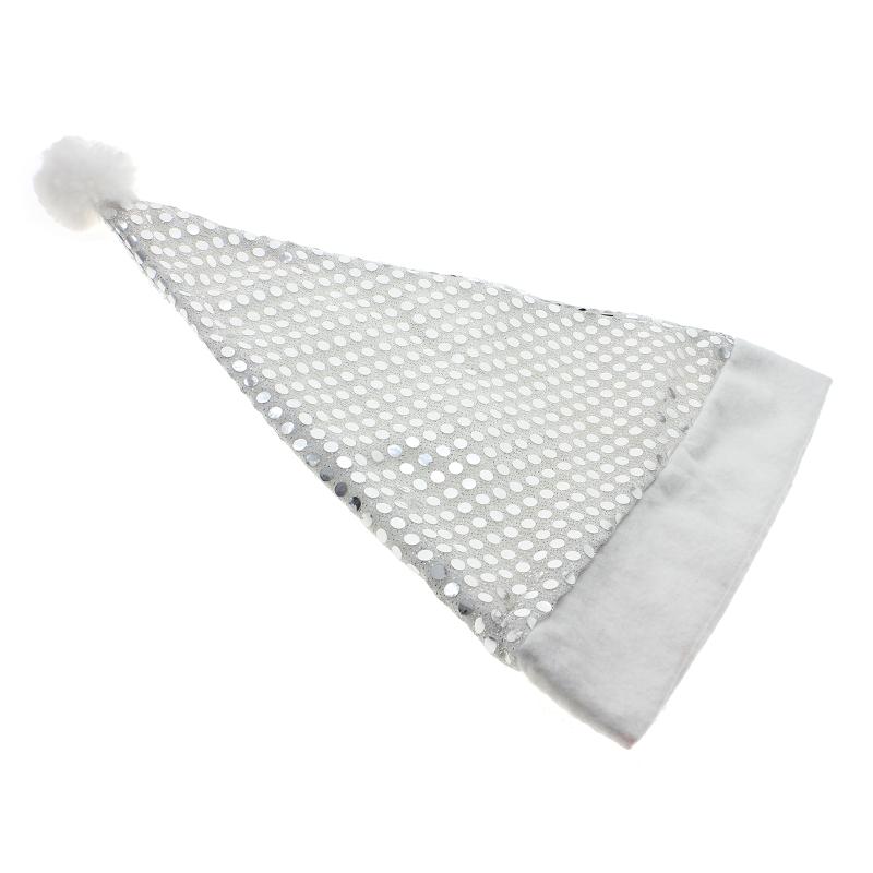 

Santa Hat Fashion Paillette Decoration Christmas Cosplay Santa's Party Silver Great Christmas Gift