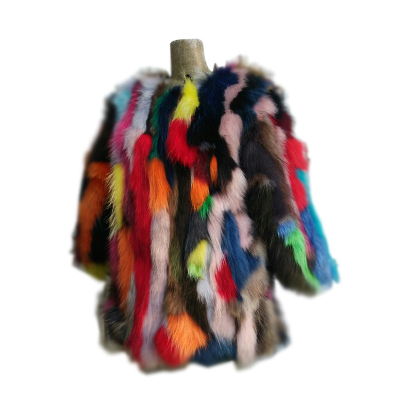 

Free shipping New Genuine raccoon Fur Coat women long colorful raccoon Fur Jacket customized big size F872, Multi