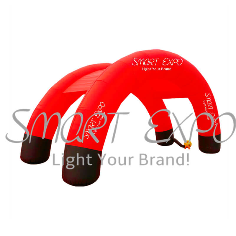 

Curved Double Arch Combined Marquee Promotion Inflatable Gazebo with Full Printing and Blower Flat Packing W6xH3 M