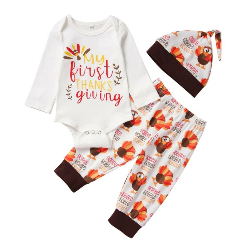 Thanksgiving Turkey Clipart Newborn Infant Baby Short Sleeve Romper Bodysuit Tops 0-24M
