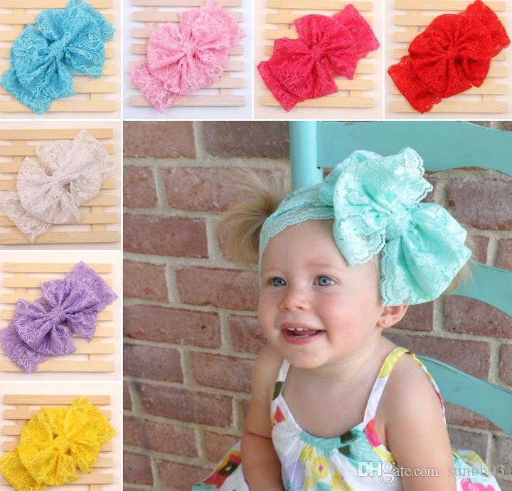 

New Baby Headbands Girl Fashion Lace Bowknot Hair Bands Kids Hair Accessories Taenia Bandeau A691, Multi-colors