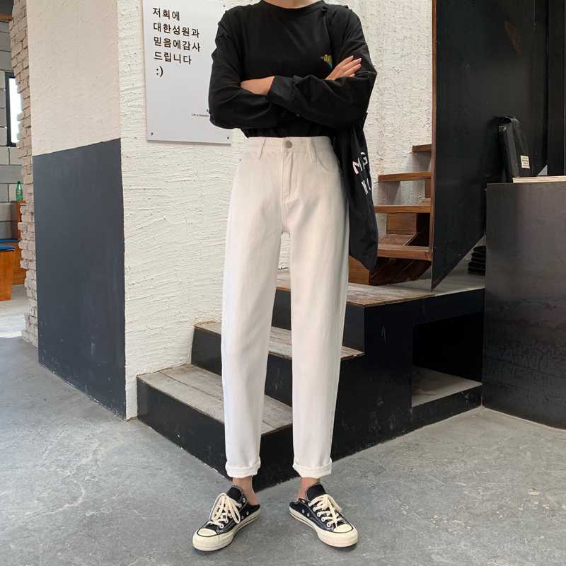 

ZOSOL 2020 New Style Loose-Fit CHIC Capri Beige Pants Slimming Straight-leg Pants Jeans, White