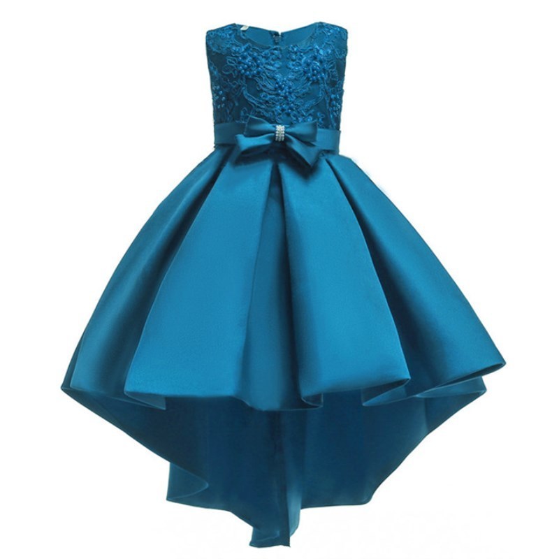 MISSMAO Abito Da Principessa Per Bambina In Tulle E Raso, Senza Maniche, Con Fiori, Per Matrimoni E Feste, Vari Colori