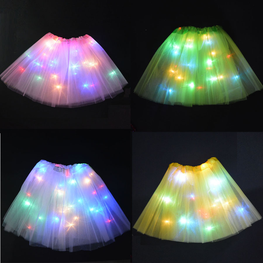 

HOT SUMMER Children Birthday Dance Led Lights Tutu Mesh Party Skirts For Performance Sexy Light Up Ball Mini Tutu Fancy Dress led party, Customize