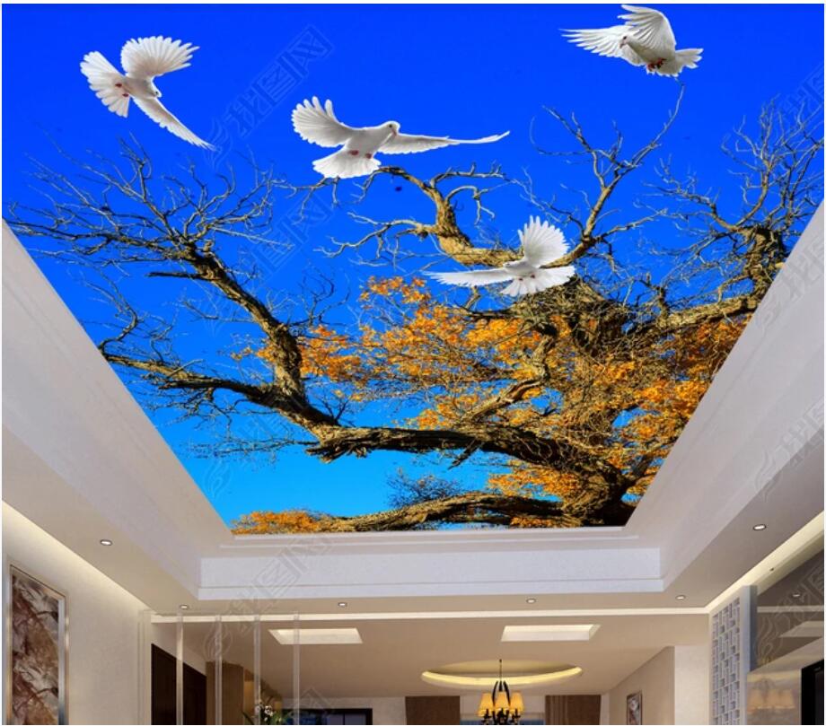 

WDBH 3d wallpaper custom photo Beautiful blue sky euphratica euphratica living room home decor 3d wall room murals wallpaper for walls 3 d, Non-woven