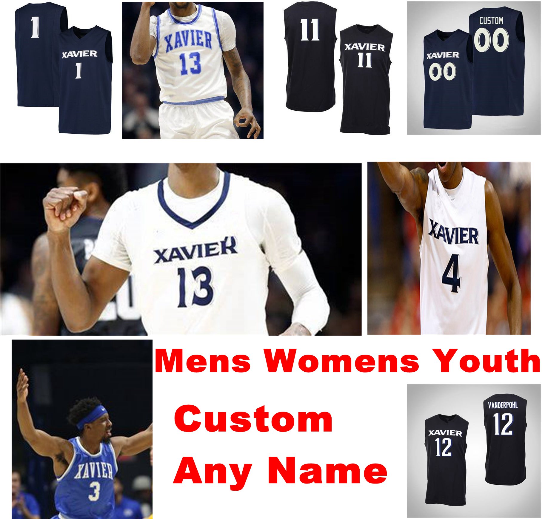

Xavier Musketeers Jerseys Dahmir Bishop Jersey Carter Zach Freemantle Quentin Goodin Hanson College Basketball Jerseys Mens Custom Stitched, Womens white blue