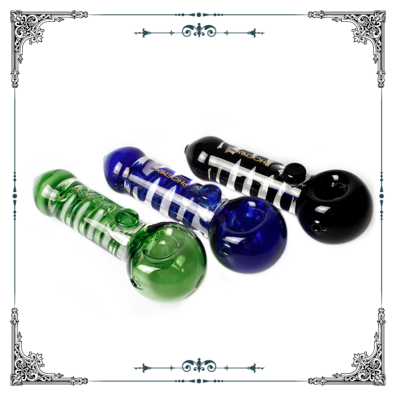 

phoenix Glass Freezable coil Spoon Hand Pipe cool pipe wholesale with Glycerin smoking pipes tobacco pipe bong