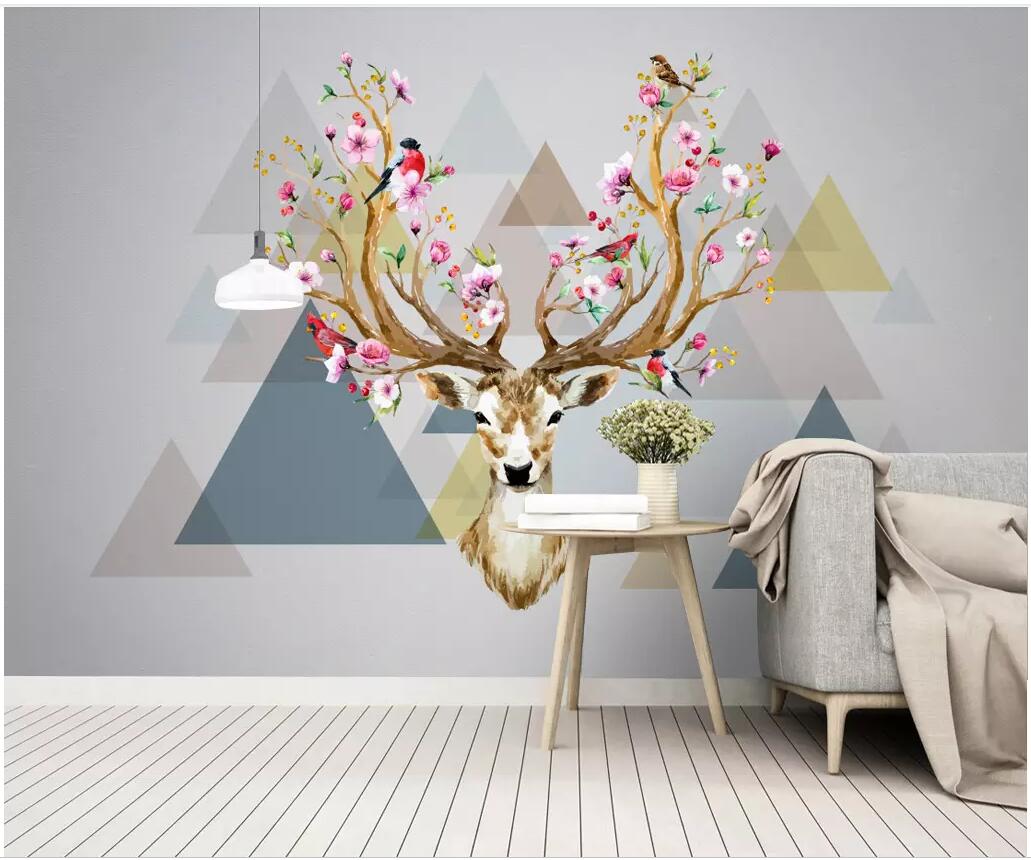 

WDBH 3d wallpaper custom photo American minimalist fashion hand-painted moose head art home decor 3d wall murals wallpaper for walls 3 d, Non-woven wallpaper