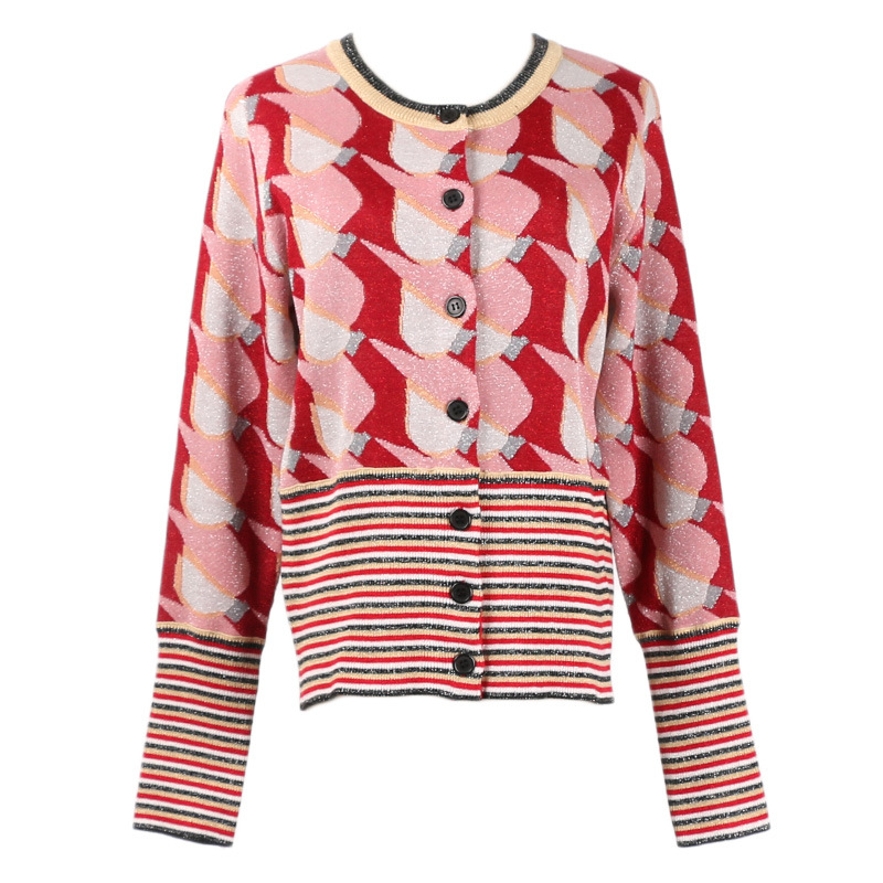 

Round Neck Long Sleeve Knit Cardigan Single Breasted Loose Designer Cardigan Autumn Spring Women' Luxury Clothing Sweater, Red