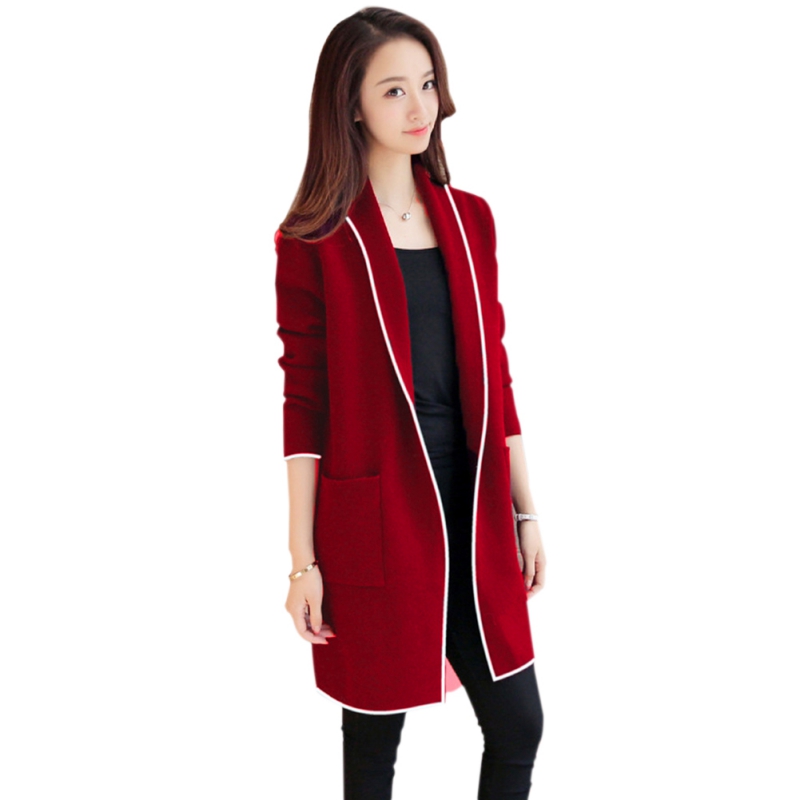 

Fashion Women Long Sleeve Loose Cardigan Warm Long Coat Plus Velvet Jacket, Black