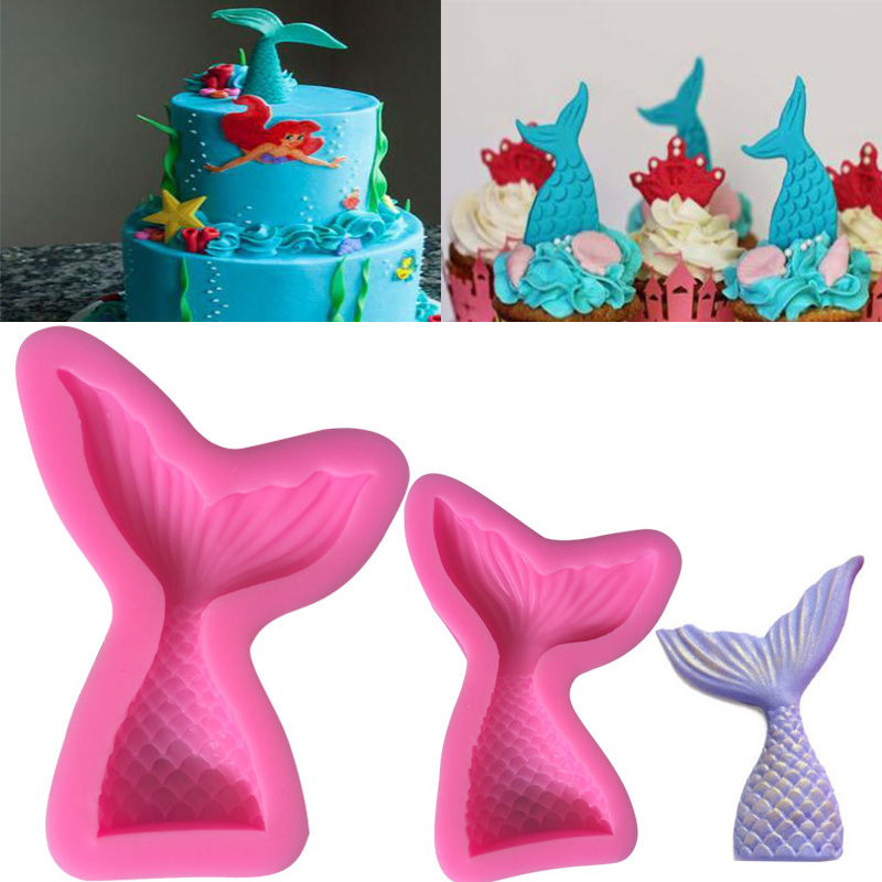 

Mermaid Shaped Mould Pink Silicone Mold for Cake Chocolate Baking Candy Maker DIY Cake Soaps Kitchen Tools Bakeware
