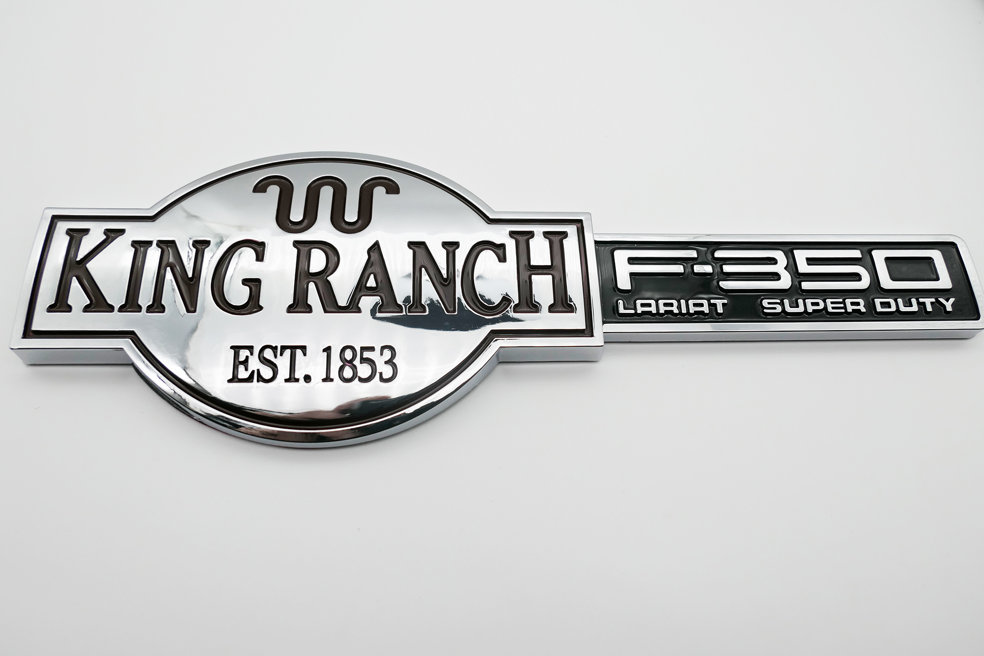

Chrome Silvery For FORD F350 Super Duty KING RANCH EST.1853 Car Side Sticker Door Tailgate Emblem Badge Letter 3D Nameplate Replacement