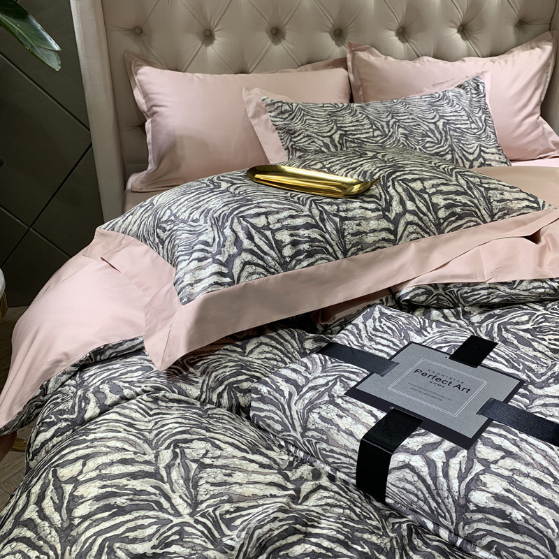 

Free Shipping 4pcs Bedding Set Pure Cotton Satin Quilt Cover 1.8m Bedsheet Fashion Wedding Set Hotsale Home Textile Pink Green