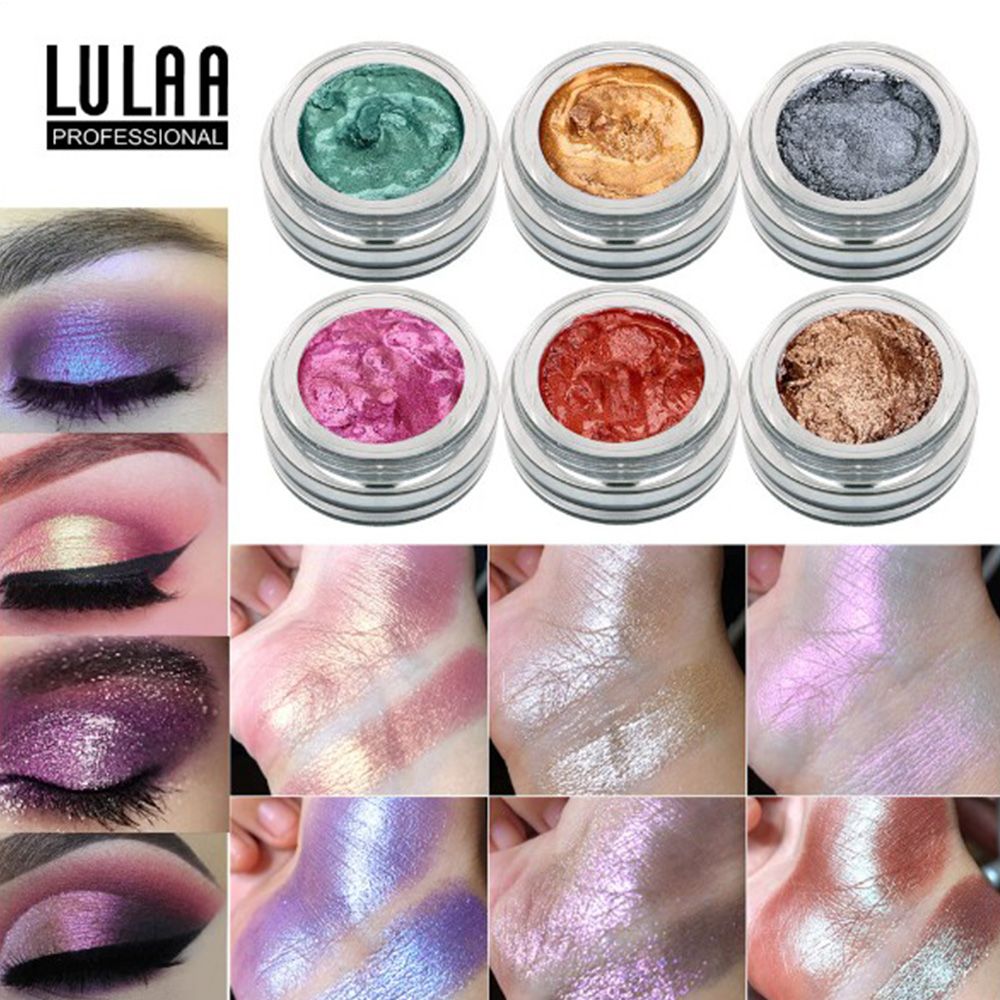 

LULAA 14 Color Monochrome Jelly Gel Eyeshadow Cream Charming Pigment Glitter Shimmer Eye Lips Face Body Cosmetics, Mixed color